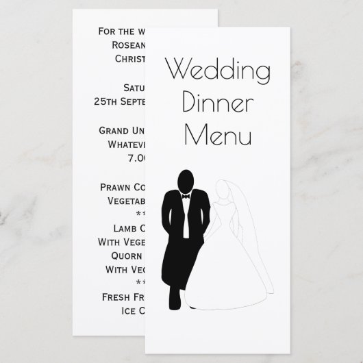 結婚の新郎新婦 メニュー (正面/裏面)