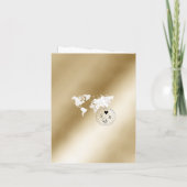 結婚の旅行先パスポート金ゴールドワールドマップマーブル 招待状 (裏面)