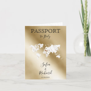 結婚の旅行先パスポート金ゴールドワールドマップマーブル 招待状