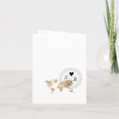 結婚の旅行先パスポート金ゴールド世界地図インビタ 招待状 (裏面)