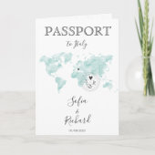 結婚の旅行先パスポート金ゴールド世界地図インビタ 招待状 (正面)