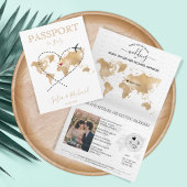 結婚の旅行先パスポート金ゴールド世界地図インビタ 招待状
