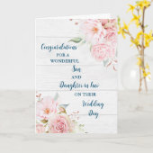 結婚の日のお祝いの息子と娘 カード (黄色い花)