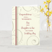 結婚の日のお祝いの息子と娘 カード (黄色い花)