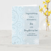 結婚の日のお祝いの息子と娘 カード (黄色い花)