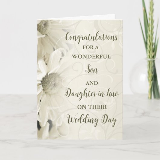 結婚の日のお祝いの息子と娘 カード (正面)