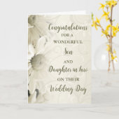 結婚の日のお祝いの息子と娘 カード (黄色い花)