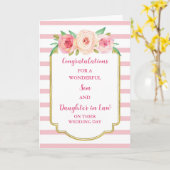 結婚の日のお祝いの息子と娘 カード (黄色い花)