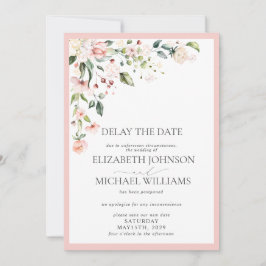結婚の日付延期ピンクフローラ水色 案内状