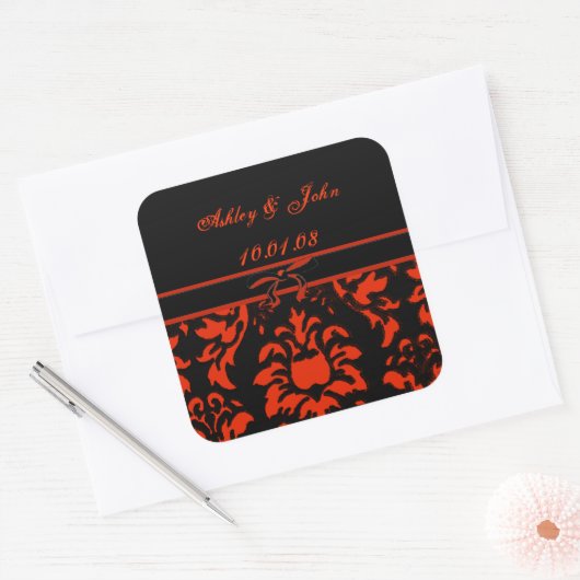 結婚の日付 – カスタマイズ -  - スクエアシール (封筒)