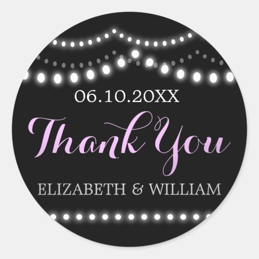 結婚の明かり | ラベンダー、紫、黒 ラウンドシール (正面)