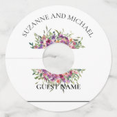 結婚の明るいフローラ水の色パーソナライズされた ワイングラスタグ (正面)