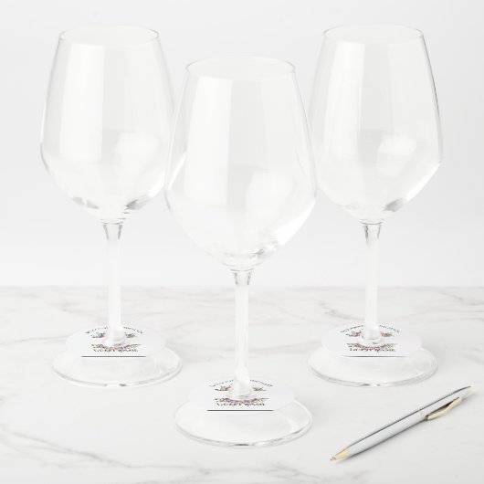 結婚の明るいフローラ水の色パーソナライズされた ワイングラスタグ (セット)