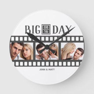 結婚の映画3枚の写真を追加 ラウンド壁時計