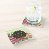 結婚の暖色フローラ春開花絵画 ガラスコースター (アングル)