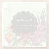 結婚の暖色フローラ春開花絵画 ガラスコースター (裏面)