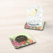 結婚の暖色フローラ春開花絵画 コースター (右側)