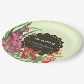 結婚の暖色フローラ春開花絵画 ペーパープレート (アングル)