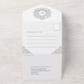 結婚の暗い灰色の白葉い写真集RSVP オールインワン招待状 (外側)