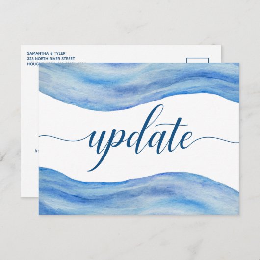 結婚の更新はがき – Coastal Wave Water color ポストカード (正面/裏面)