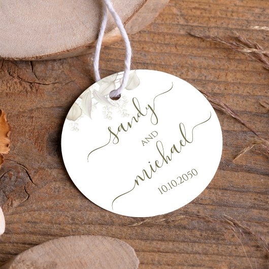 結婚の書エレガント跡Sage Green フェイバータグ