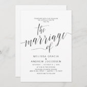 結婚の書シンプル書、黒文字、結婚 招待状 (正面/裏面)