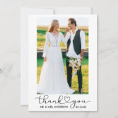 結婚の書モダン跡ハートスクリプト写真 サンキューカード (正面)