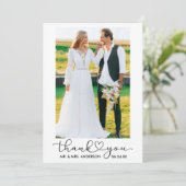 結婚の書モダン跡ハートスクリプト写真 サンキューカード (スタンド正面)