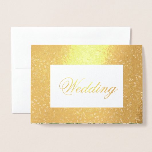 結婚の書道の葉離れは緑の金ゴールド 箔カード (封筒付き正面)