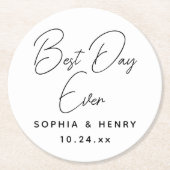 結婚の最高の日モダンエレガント前 ラウンドペーパーコースター (正面)