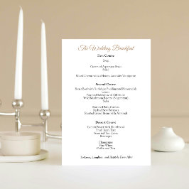 結婚の朝食メニューEnglish Regencyスタイル メニュー