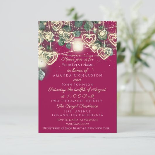 結婚の木素朴金ゴールドベリー記念日 招待状 (スタンド正面)