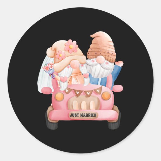 結婚の格言たった今結婚しました新婚Bride Groom Co ラウンドシール (正面)