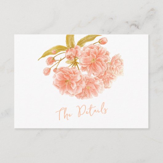 結婚の桃の木が咲く詳細フラット エンクロージャーカード (正面)