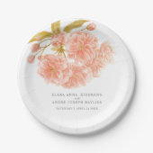結婚の桃カスタム紙プレート ペーパープレート (正面)