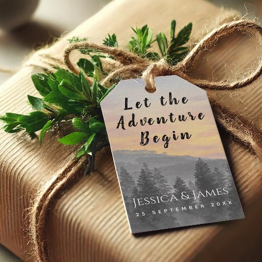 結婚の森の山が冒険に ギフトタグ