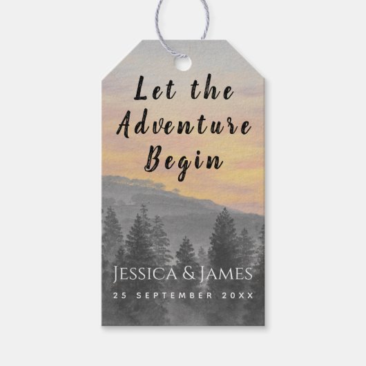 結婚の森の山が冒険に ギフトタグ (正面)