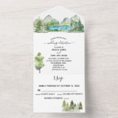 結婚の森の水の色リバーマウンテンアウトドア オールインワン招待状 (内側)