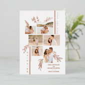結婚の植物枝6枚コラージュ 箔招待状 (立ち正面)