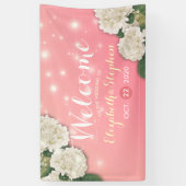 結婚の歓迎あじさい花ストリングライト 横断幕 (縦)