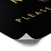 結婚の歓迎とハッシュタグ |ブラックと金ゴールド ポスター (角)