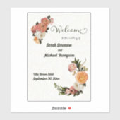 結婚の歓迎サインパーソナライズされたフローラ シール (シート)