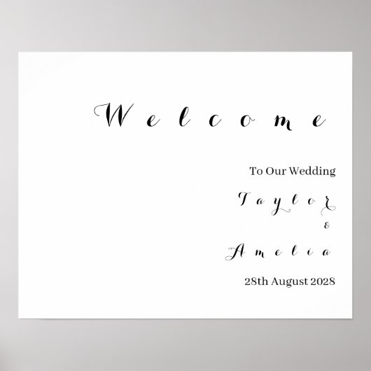 結婚の歓迎サインミニマルモダンタイポグラフィ ポスター (正面)