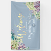 結婚の歓迎バナー水彩多肉植物 横断幕 (縦)