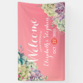 結婚の歓迎バナー水彩多肉植物 横断幕 (縦)