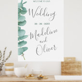 結婚の歓迎ユーカリ葉プロシンプルーン ポスター (キッチン)