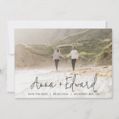 結婚の水の色の植物黒モダン写真S セーブザデート (正面)