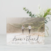 結婚の水の色の植物黒モダン写真S セーブザデート (スタンド正面)