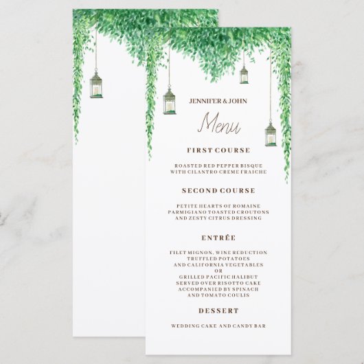 結婚の水の色縁ど緑 メニュー (正面/裏面)