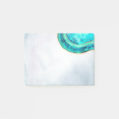 結婚の水エレガント色ティール（緑がかった色）&金ゴールドエッジスライス ポストイット (正面)